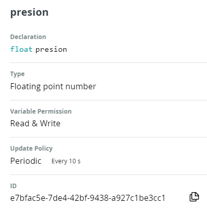 Descripción de la variable presion