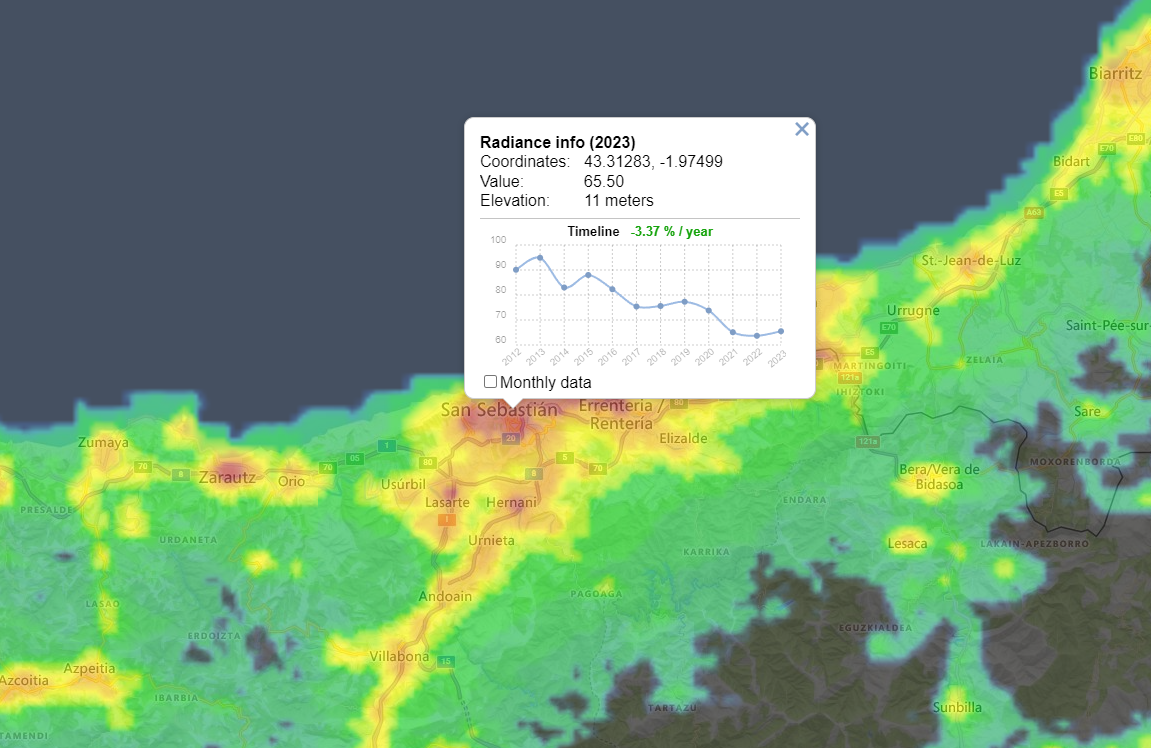 Light Pollution Map Donostia